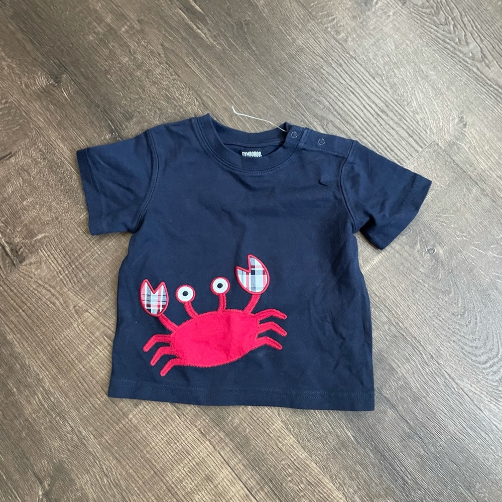 Boys Gymboree blue shirt with red crab